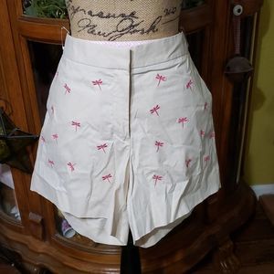 BROOKS BROTHERS KHAKI DRAGON FLY EMBROIDERED 346 5" SHORTS SZ 16